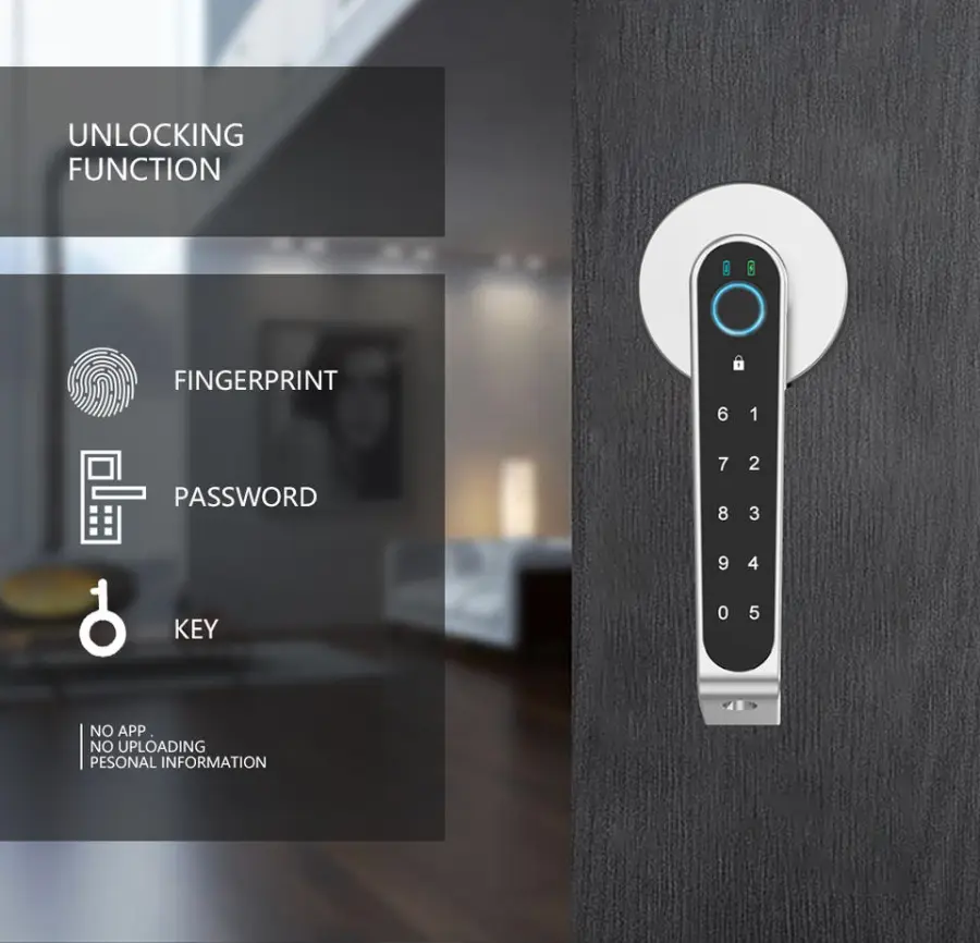 TOPTEQ TP4 Intelligent Fingerprint Electronic Lock Innovative Design Bedroom Door Handles Cloud Data Storage Wi-Fi Network — image 5