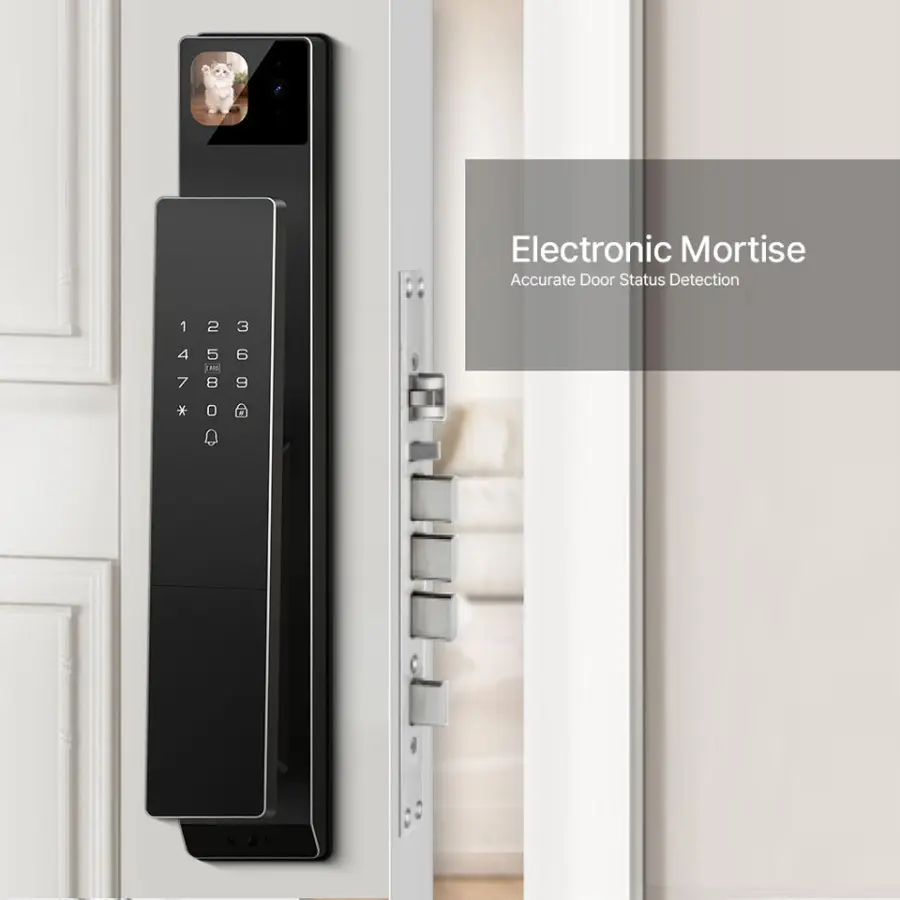Smart Lock AI Screen Fingerprint Password Key Card App Control Dual Camera Electronic Mortise Digital Door Lock Home Security — image 4