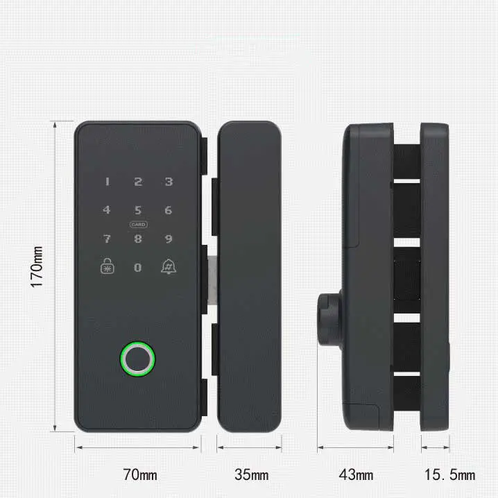 Tuya Smart Cylinder Glass Door Lock WiFi App Control Fingerprint Card Remote Access Cloud Disassembly Free 10-12mm Glass Doors — image 3