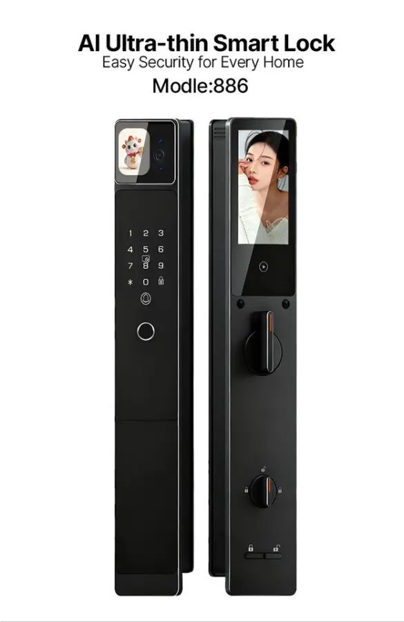 New Design Smart Door Lock Palm Vein Face Recognition AI Screen Remote Control Night Vision Ultra Thin for Smart Home — image 6