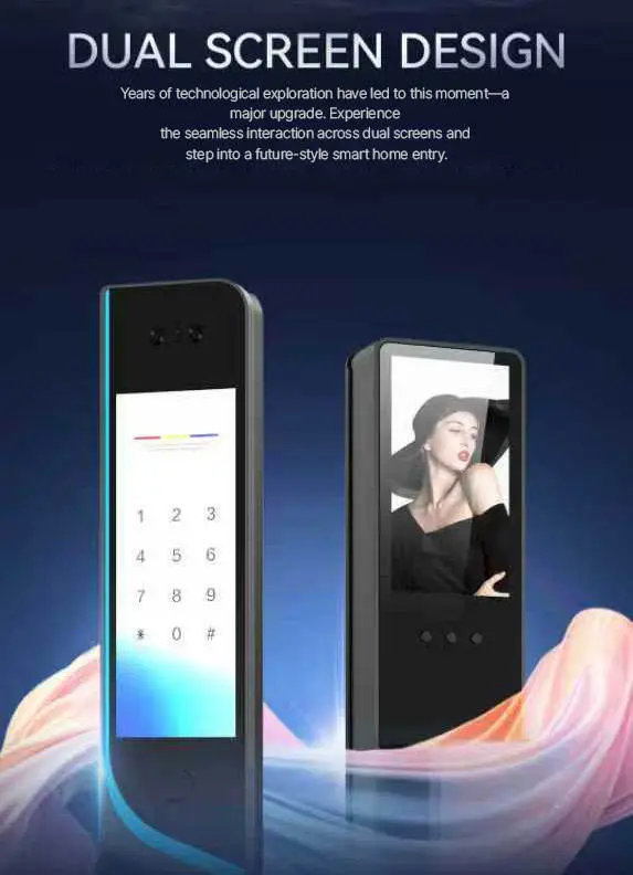 Front Screen Digital Security Tuya Smart Door Lock with Cloud Storage Face Recognition WiFi App Control for Wooden Steel Doors — image 2