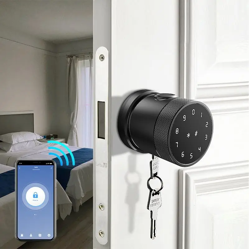 Knob Lock Smart Deadbolt Intelligent Electronic Fingerprint Lock Code Tuya APP Control Zinc Alloy/Aluminum Alloy Easy — image 6