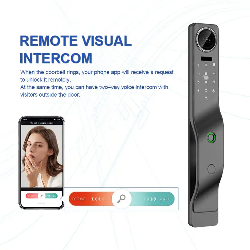 CAMAKT WiFi Fingerprint & Keypad Aluminum Alloy Door Lock with Camera CE FCC ROHS Certified Smart Lock for Apartment — image 4