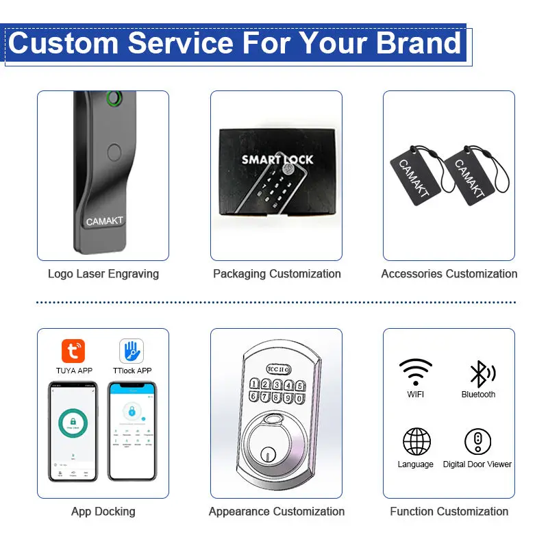 CAMAKT WiFi Fingerprint & Keypad Aluminum Alloy Door Lock with Camera CE FCC ROHS Certified Smart Lock for Apartment — image 6