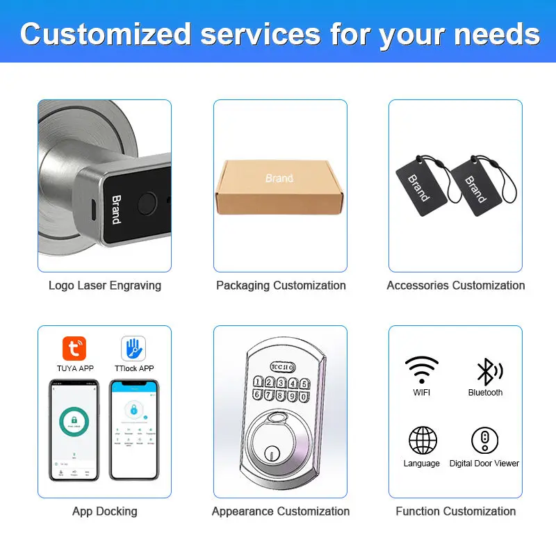 CAMAKT Smart Deadbolt Lock Aluminum Alloy Waterproof for Wood/Brass Doors Fingerprint Password Code Tuya APP Cloud Storage — image 3