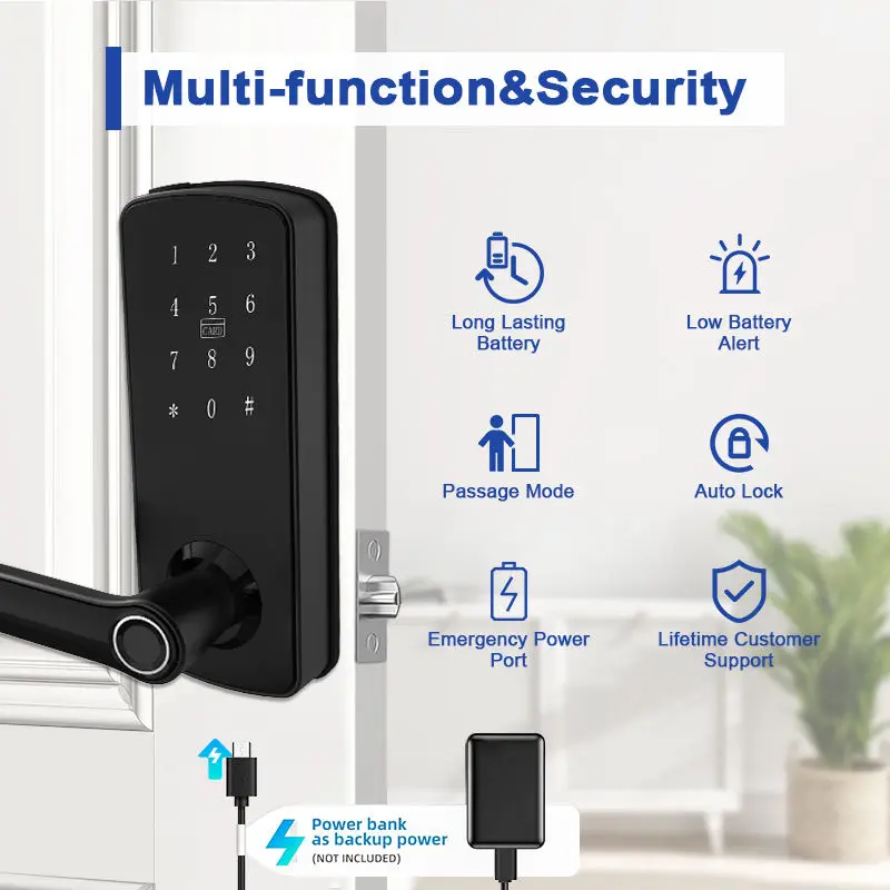 SF053 Smart Lock for Wood Door with Cloud Storage for Aluminium Alloy-ttlock Smart Home Fingerprint & App Control — image 3