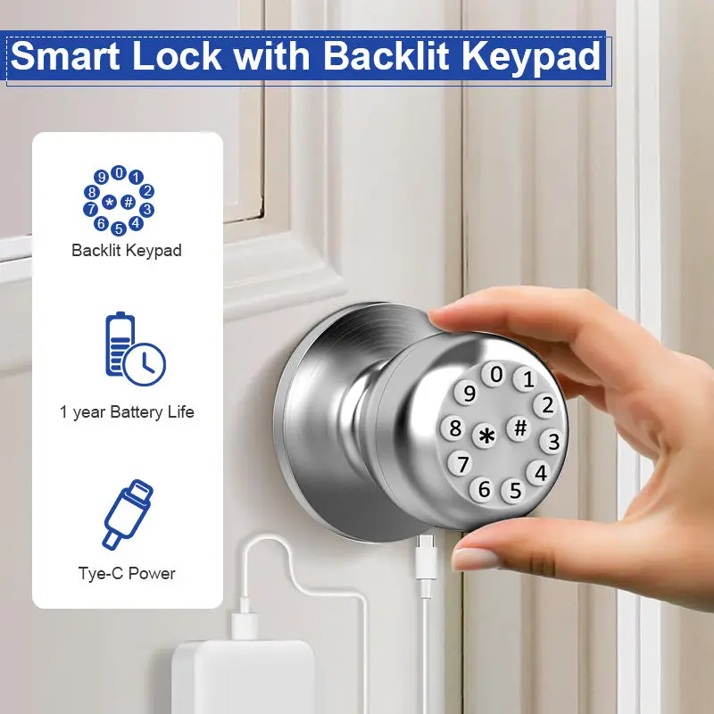 Smart Home Lock Aluminum Alloy Waterproof Cloud Tuya App Grade C Security for for Aluminum/Wood/Steel/Brass Doors — image 3