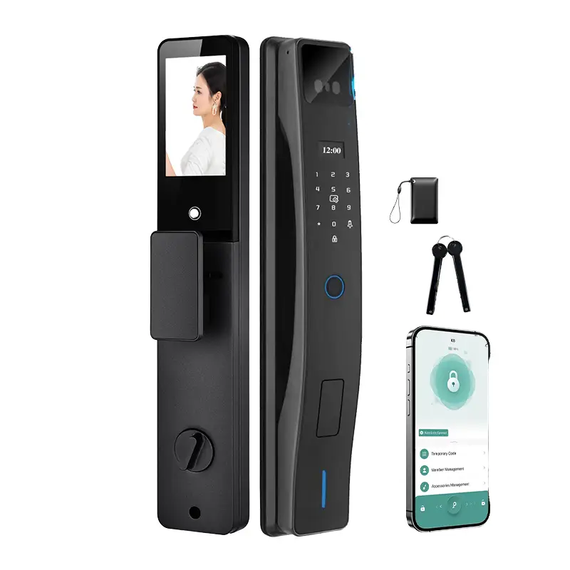 Smart 3D Face Fingerprint Digital Lock with Tuya App WiFi Cloud Data for Aluminum & Wood Doors — view 1