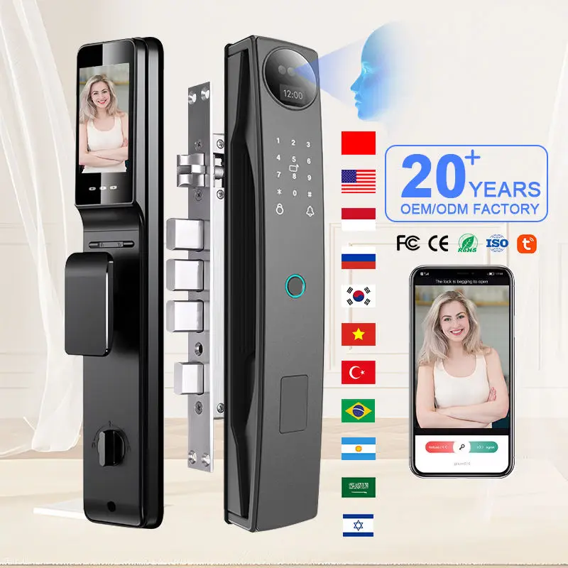 Smart 3D Face Fingerprint Digital Lock with Tuya App WiFi Cloud Data for Aluminum & Wood Doors — image 3
