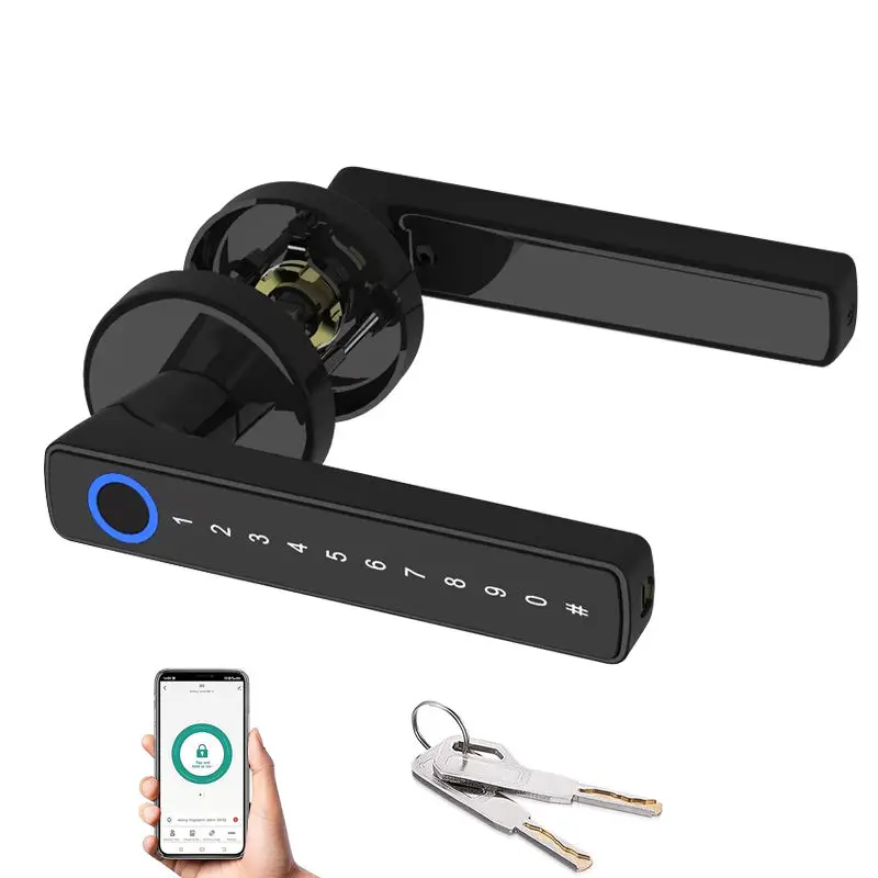 Smart Door Lock Fingerprint Key Works with Tuya/TTLock APP Remote Control Aluminium Alloy for Wooden & Glass Doors — image 6