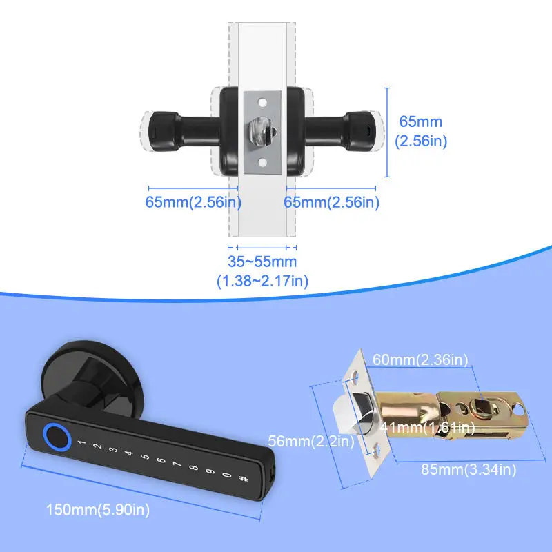 Smart Door Lock Fingerprint Key Works with Tuya/TTLock APP Remote Control Aluminium Alloy for Wooden & Glass Doors — image 7