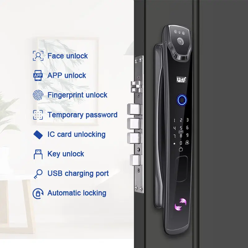 3D Biometric Palm Security Face Camera Smart Lock Aluminium Alloy Multi-Door Wood/Aluminum Password Wi-Fi Tuya App Cloud Storage — image 3