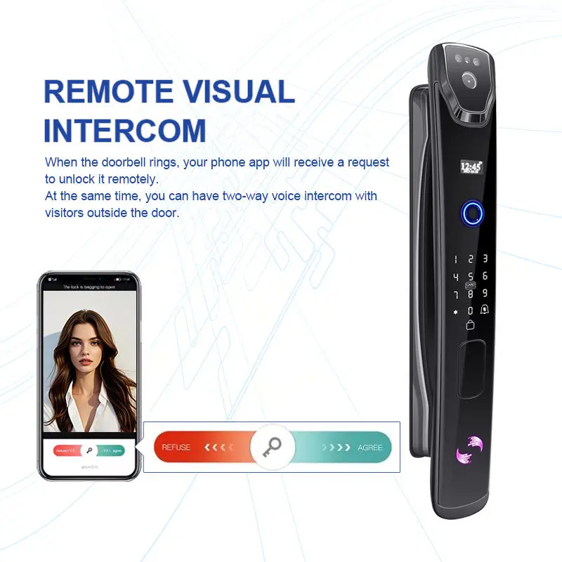 3D Biometric Palm Security Face Camera Smart Lock Aluminium Alloy Multi-Door Wood/Aluminum Password Wi-Fi Tuya App Cloud Storage — image 4