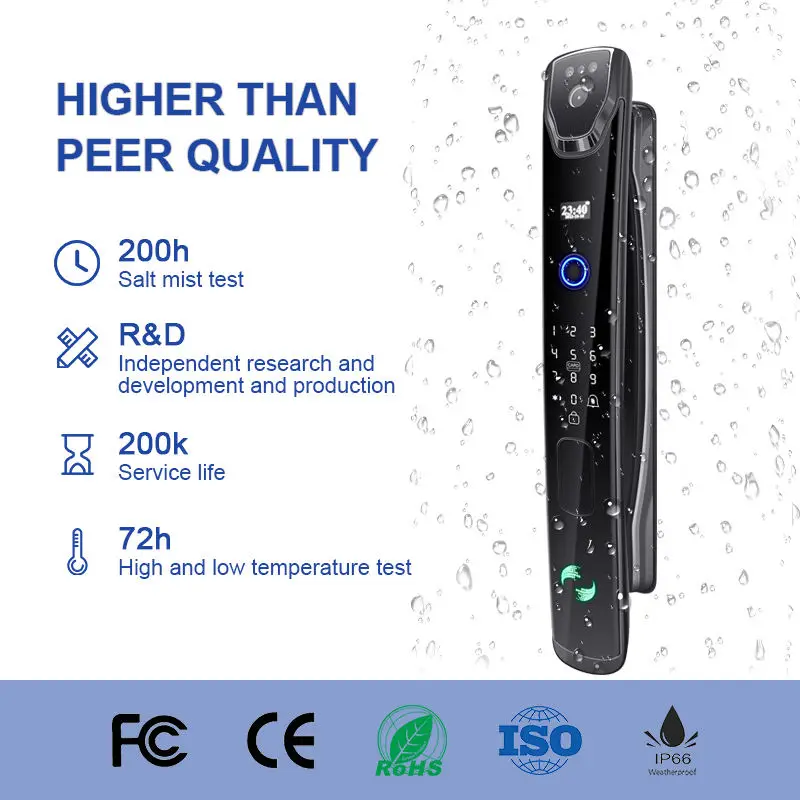 3D Biometric Palm Security Face Camera Smart Lock Aluminium Alloy Multi-Door Wood/Aluminum Password Wi-Fi Tuya App Cloud Storage — image 5