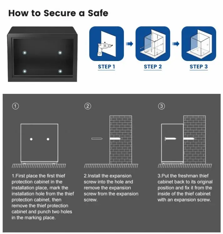AL002-36 Electronic Safe Box Steel Household Safe with Fingerprint Safe Box for Home Storage Security Digital APP FUNCTION — image 7