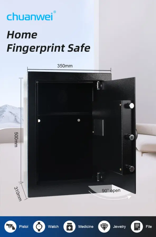 AL002-50 All-Steel Simple Box Safe Box Anti-Theft Fingerprint Access for Office Intelligent Alarm Home Safes — image 4