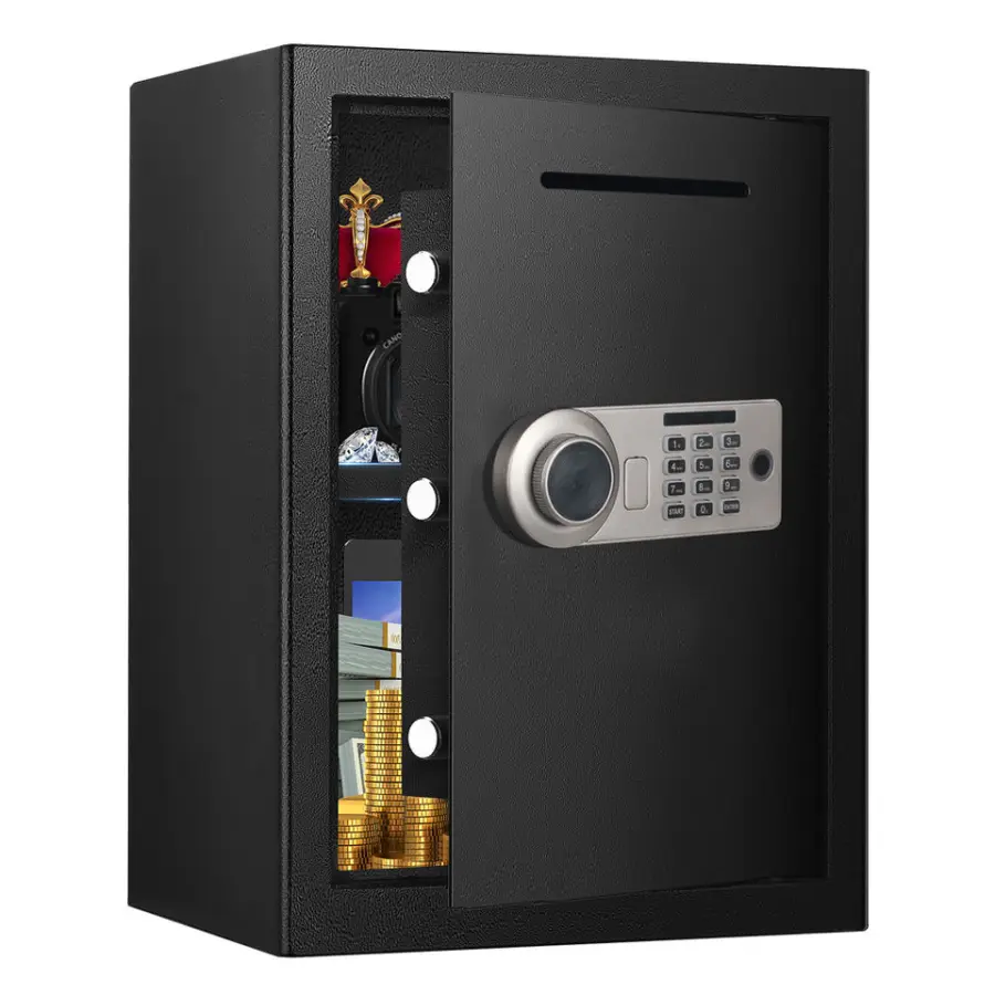 AL002-50 All Steel Strong Box Fingerprint Access Office Hotel Home Safety Box Intelligent Alarm Simple Box Password Wifi Safes — image 4