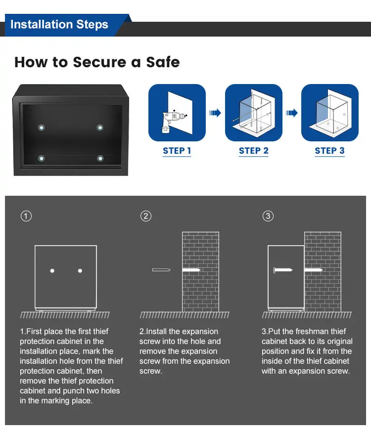 IPE-50A Anti-Theft All-Steel Safe with Intelligent Alarm Button Simple Box Password Access for Home Office or Hotel Use Safe Box — image 5