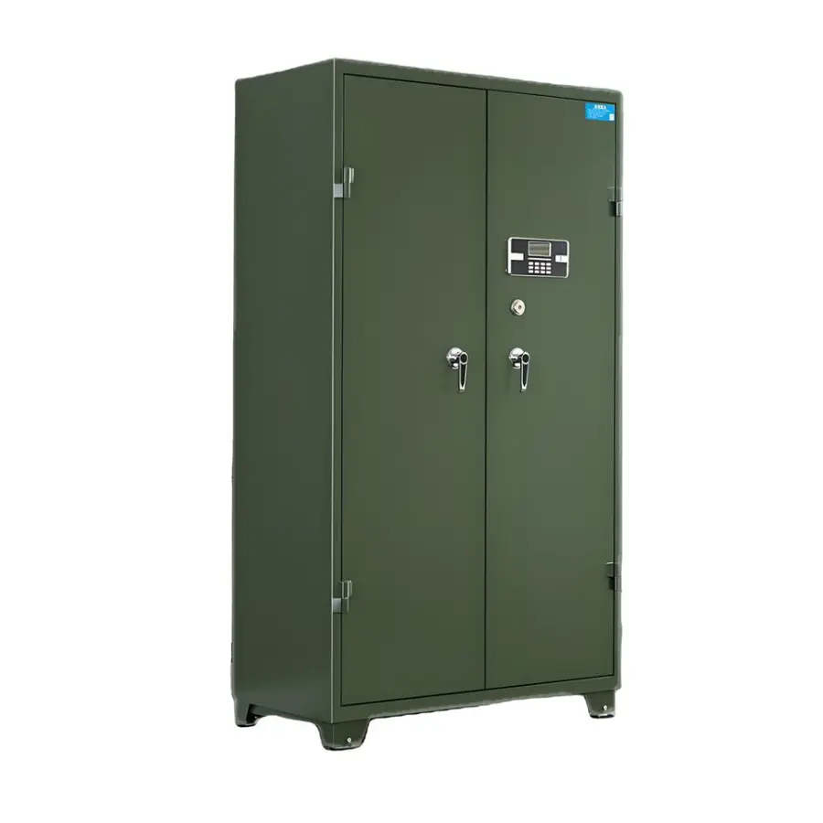 Intelligent Steel Gun Management Cabinet Double-fingered Handgun Fingerprint Magazine Cabinet Army Green Key Lock — image 3