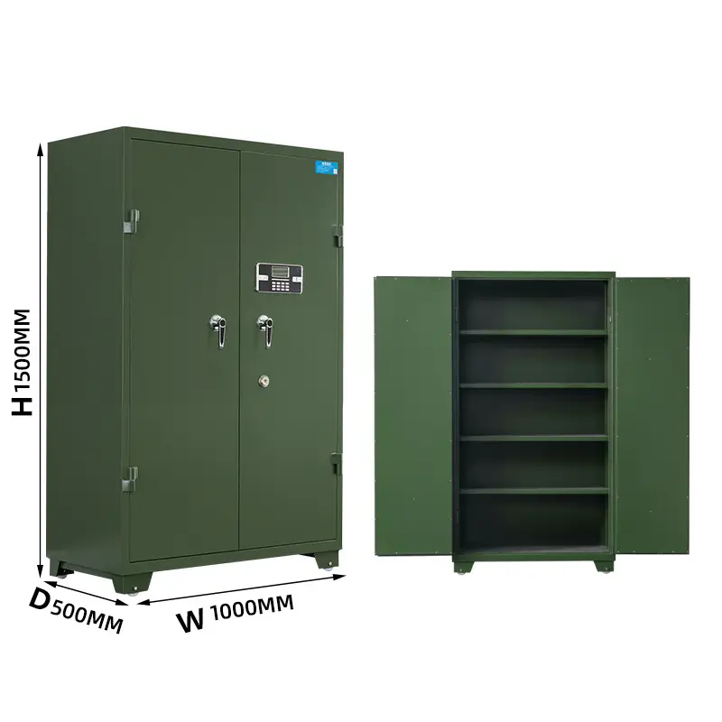 Intelligent Steel Gun Management Cabinet Double-fingered Handgun Fingerprint Magazine Cabinet Army Green Key Lock — image 6