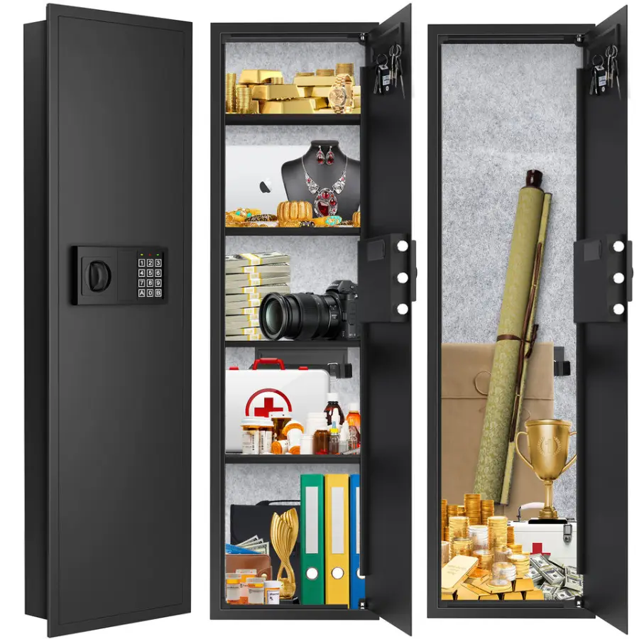 Factory Direct Wall-Mounted Digital Lock with Key Safe Box for Home Storage Metal Steel Construction Hidden Design Safe Box — image 3
