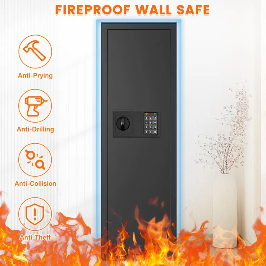 Factory Direct Wall-Mounted Digital Lock with Key Safe Box for Home Storage Metal Steel Construction Hidden Design Safe Box — image 4