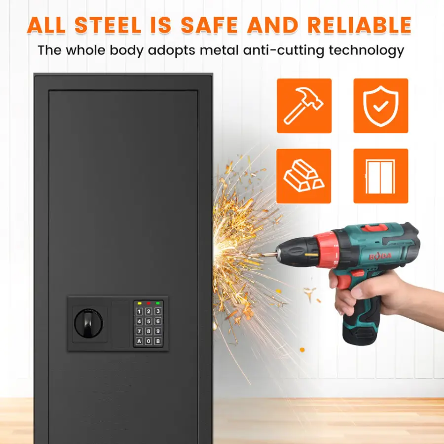 Factory Direct Wall-Mounted Digital Lock with Key Safe Box for Home Storage Metal Steel Construction Hidden Design Safe Box — image 5