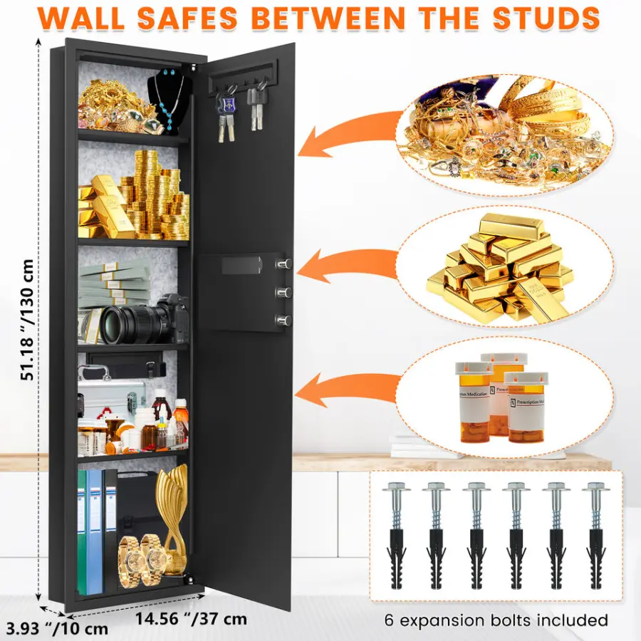 Factory Direct Wall-Mounted Digital Lock with Key Safe Box for Home Storage Metal Steel Construction Hidden Design Safe Box — image 6