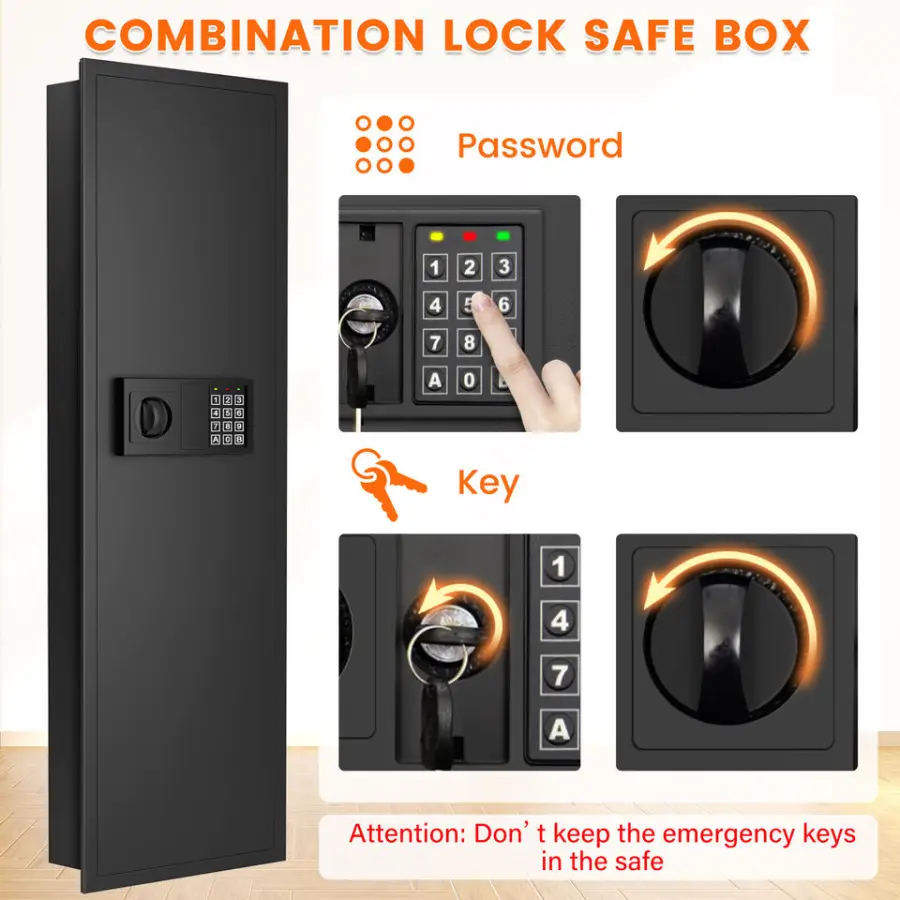 Factory Direct Wall-Mounted Digital Lock with Key Safe Box for Home Storage Metal Steel Construction Hidden Design Safe Box — image 7