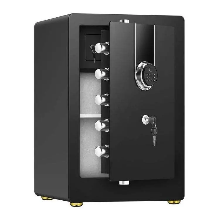 High Quality Safe Box Metal Black Storage Box with Electronic&fingerprint Lock Safe Box H60cm Insall Safe Box Conveniently — image 3