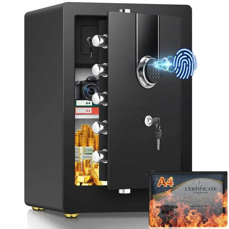 High Quality Safe Box Metal Black Storage Box with Electronic&fingerprint Lock Safe Box H60cm Insall Safe Box Conveniently — image 6
