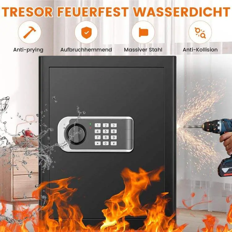 Weichi Factory OEM Priced 45x35x31cm Black Steel Home Safe Cabinet with Electronic Digital Lock — image 6