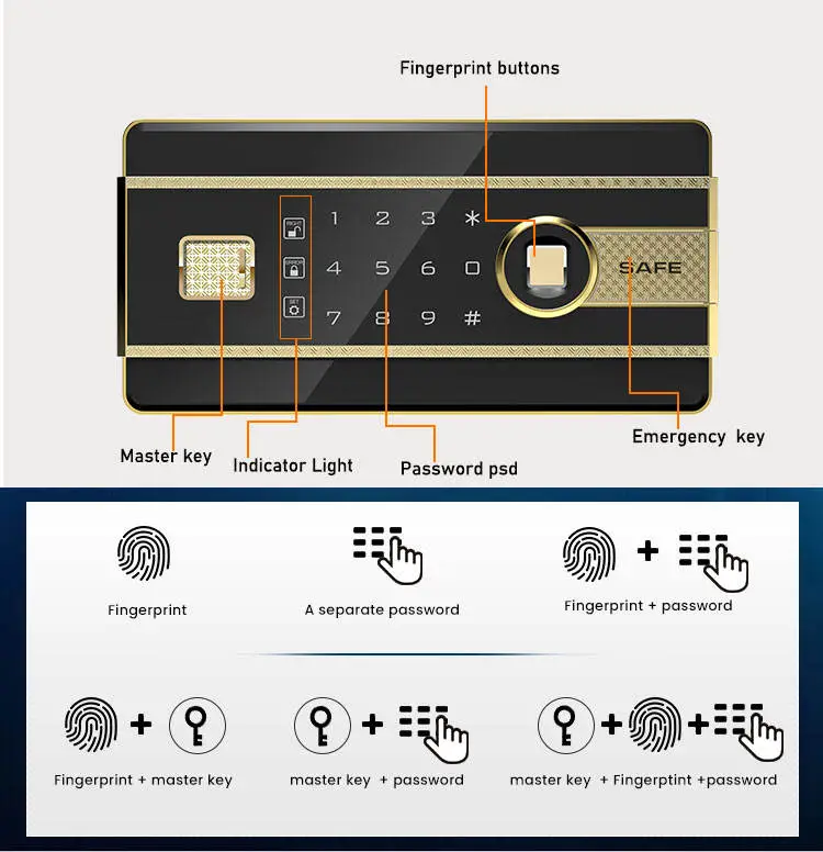 Money Jewelry Safe Box Smart Digital Fingerprint Safe Box Smart Home Hotel Office Safe Box — image 5