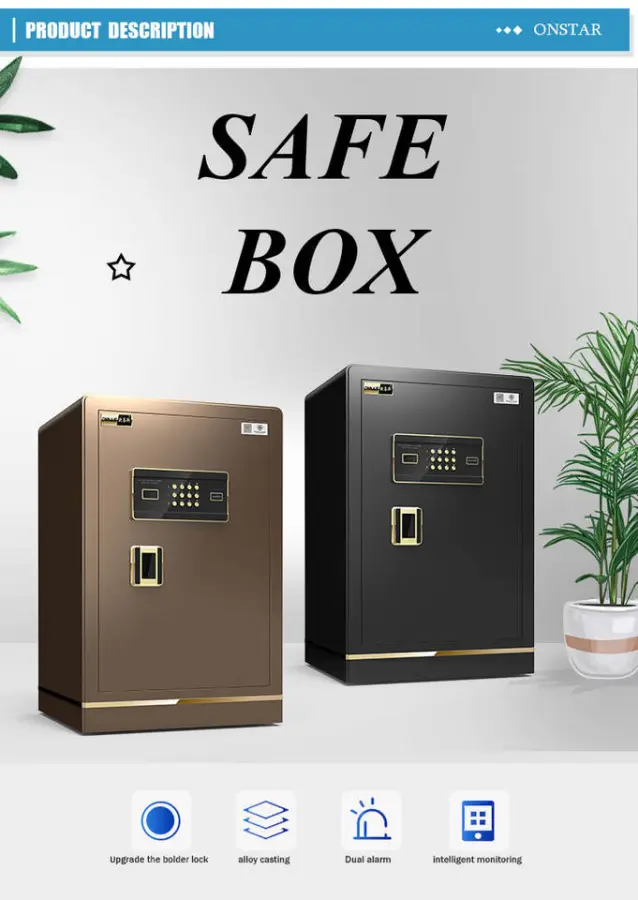 45 Fingerprint Office Automatic Digital Strongbox Security Fireproof Safe Box Coffer Money/jewelr Solid Steel — image 3