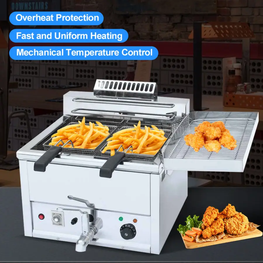 Ex-Factory Price Stainless Steel Restaurant 17L Single Tank Fryer Machine Electric Deep Fryers — image 5