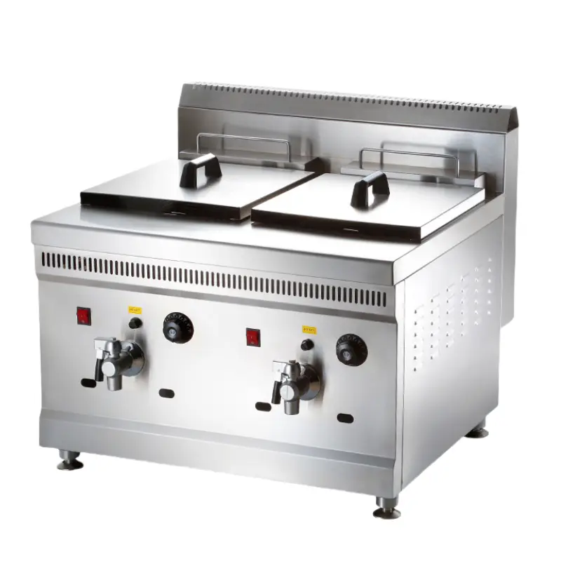 Wholesale 18L Plus 18L Automatic Commercial Deep Fryer Double Tank Frying Machine Gas Deep Fryer — image 5