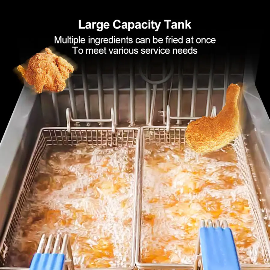 Factory Direct 28L Stainless Steel High Power Fryer 1 Tank 2 Basket Deep Fryer Commercial for Hotel — image 5