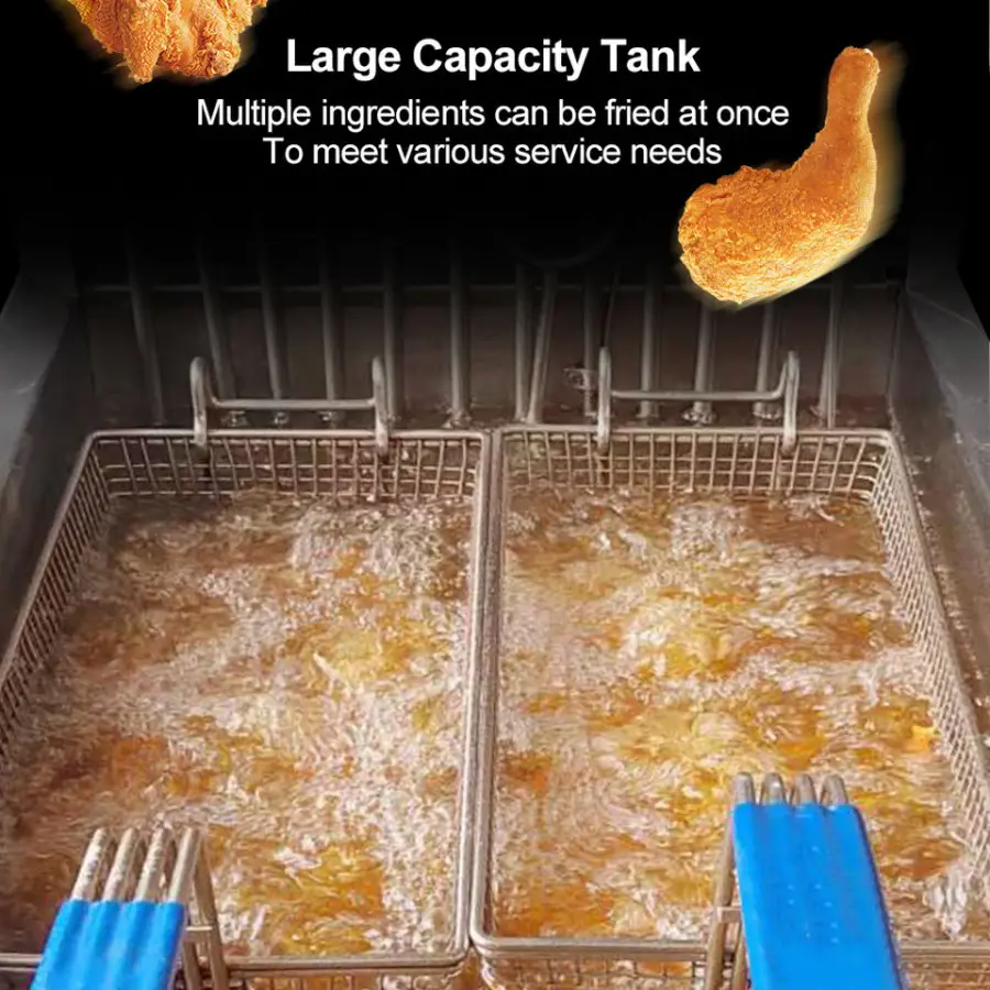 Factory Direct Sale 2023 Hot Sale Over Temperature Safety Protection Double Deep Fryer Commercial Use — image 4