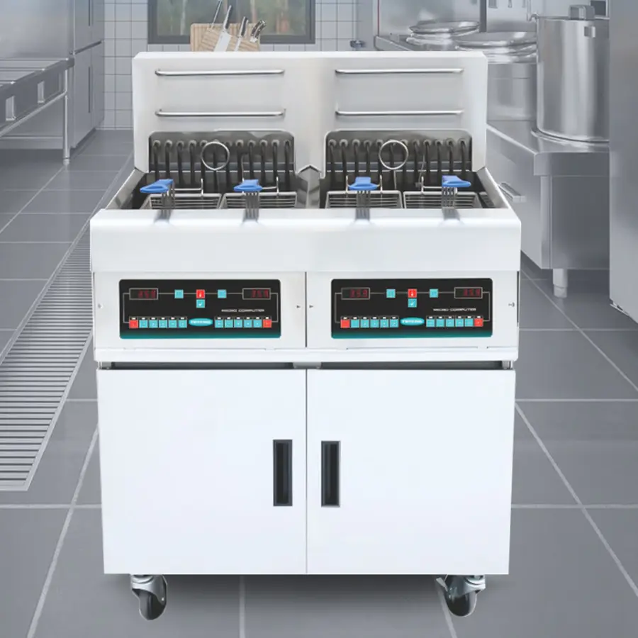 Professional Food Grade SS Material CE Certified 2 Tank Oil Deep Fryer for Commercial — view 1