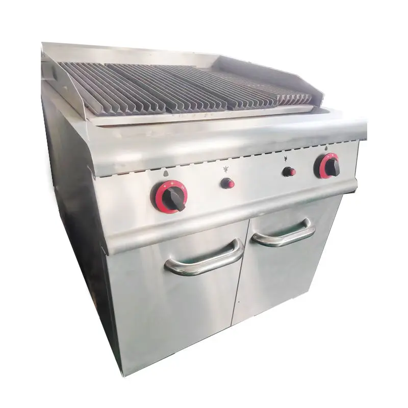 Restaurant Stainless Steel LPG Natural Gas Customized Industrial Gas lava Rock Grill with Cabinet — image 3