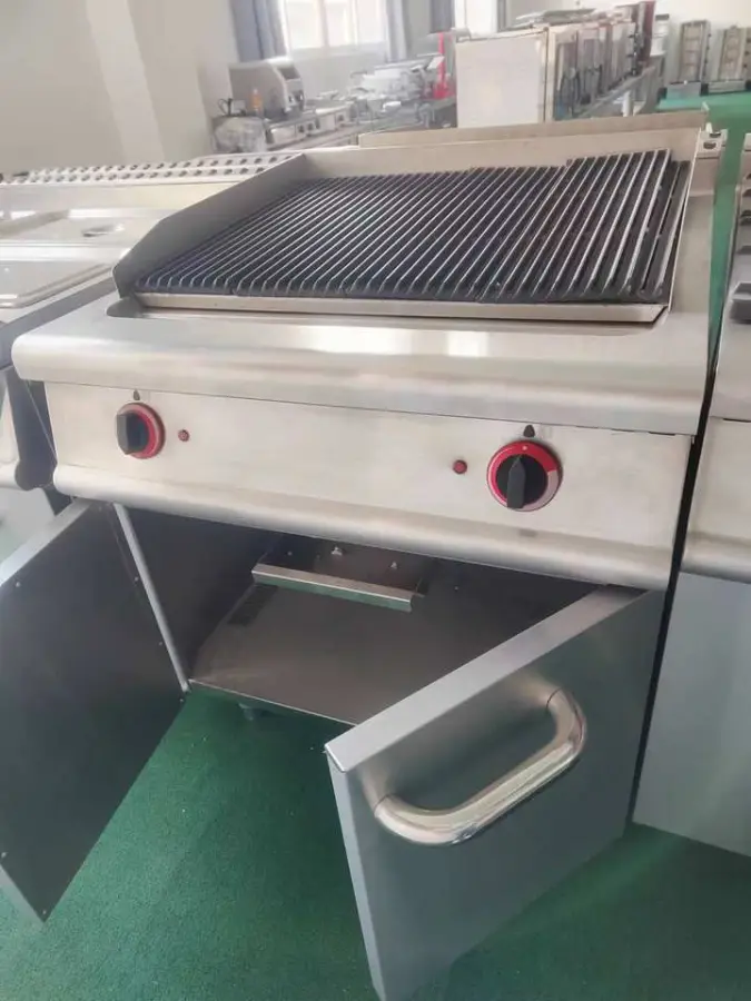Restaurant Stainless Steel LPG Natural Gas Customized Industrial Gas lava Rock Grill with Cabinet — image 5