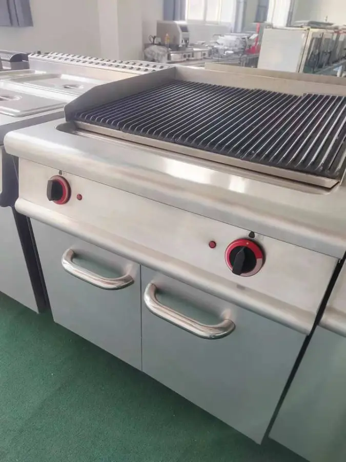 Restaurant Stainless Steel LPG Natural Gas Customized Industrial Gas lava Rock Grill with Cabinet — image 7