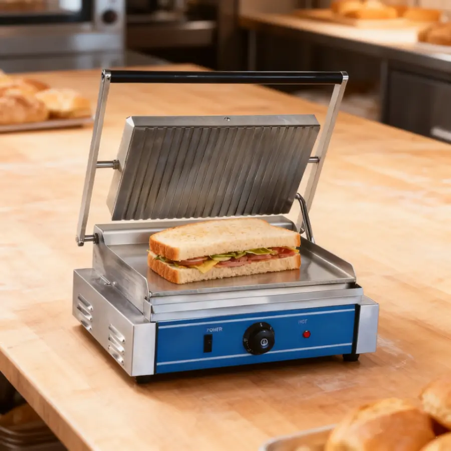 Tabletop Cast Iron Electric Commercial Double Contact Burger Grill 220V Panini Grille Professionnel — image 3