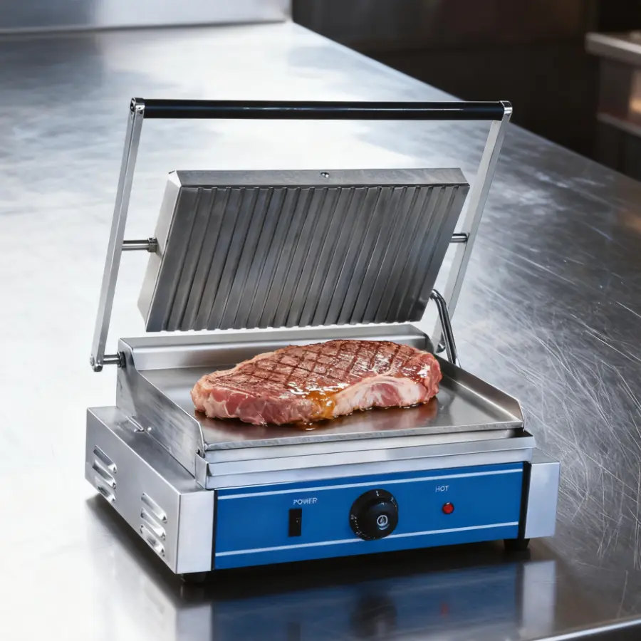 Tabletop Cast Iron Electric Commercial Double Contact Burger Grill 220V Panini Grille Professionnel — image 4
