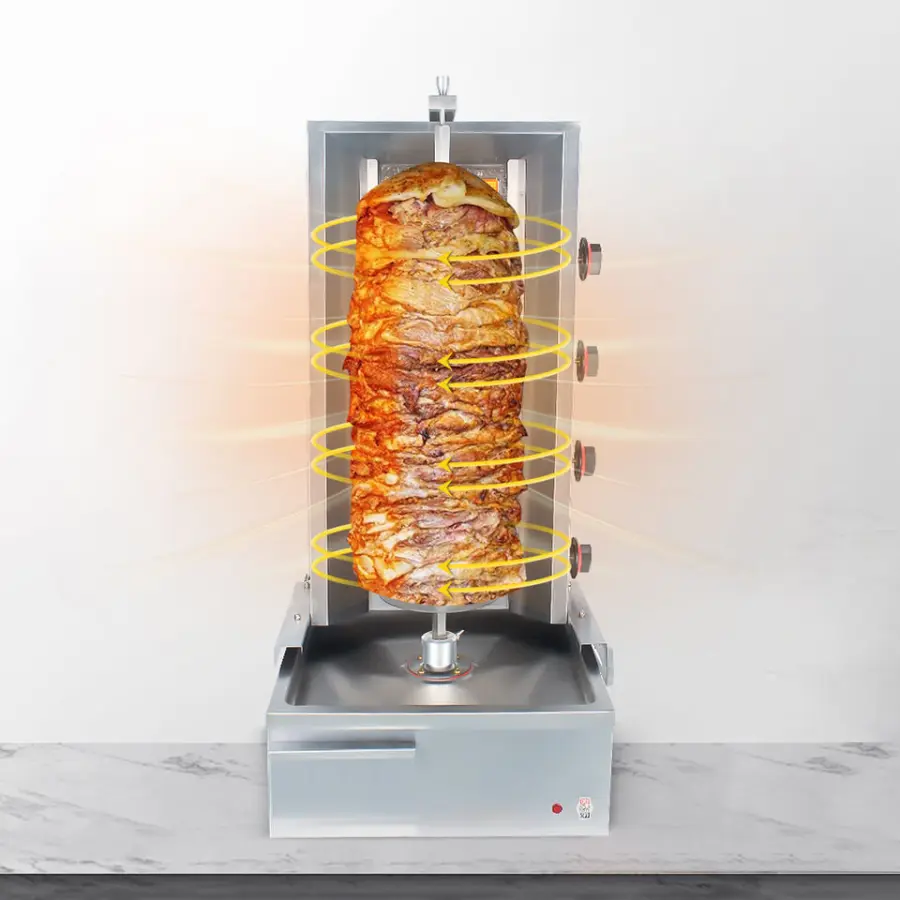 Wholesale Price Counter Top 4 Burners Beef Pork High Temperature Corrosion Gas Turkey Shawarma Grill Machine — image 6