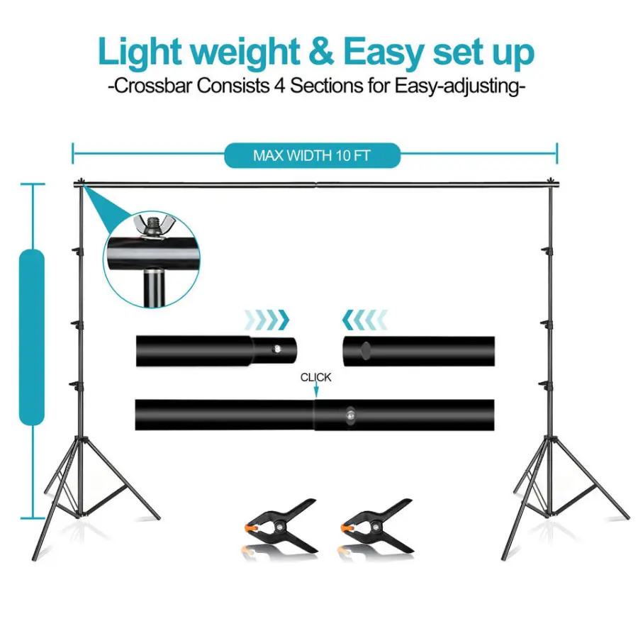 Photo Studio Set 3 Video Studio Continuous Light Softbox with Photographic Bulb and Background Stand System — image 3