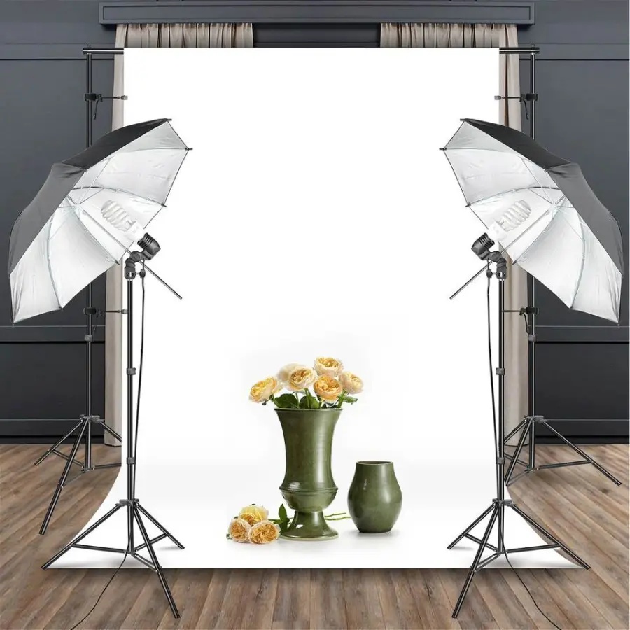 Photog Studio Lighting Set White Gold Siver Umbrella and 6.6*10 Ft Background Stand System With Black White Green Backdrops — image 2