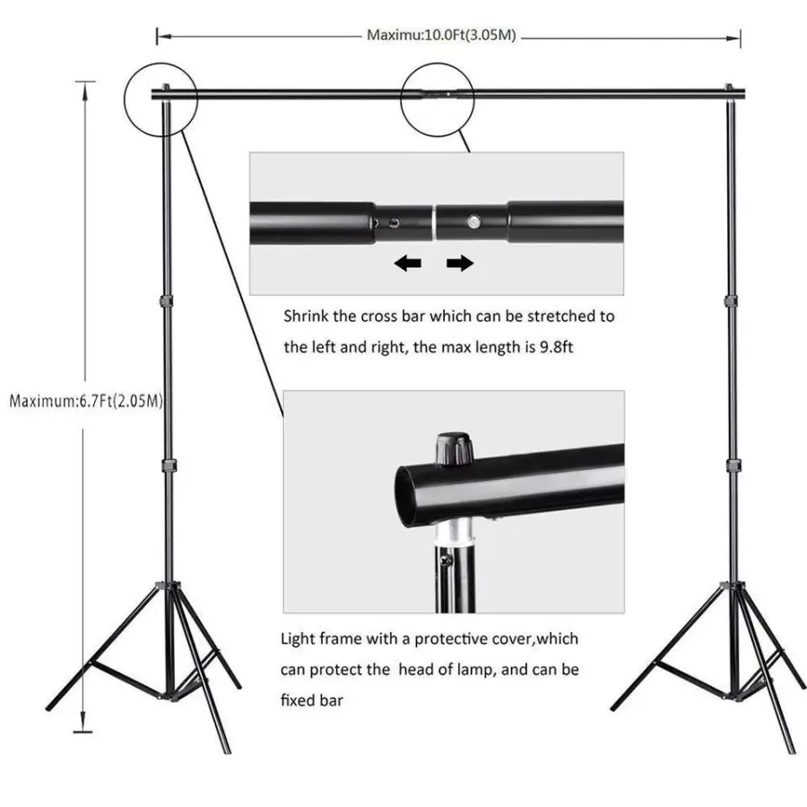 Photog Studio Lighting Set White Gold Siver Umbrella and 6.6*10 Ft Background Stand System With Black White Green Backdrops — image 3