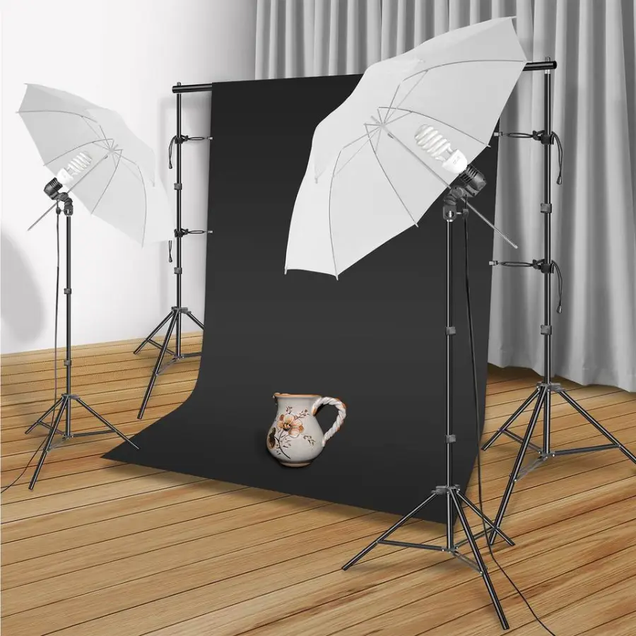 Photography Studio Lighting Set 2*3m Background Stand and Backdrops White Photo Umbrella for Studio — image 2