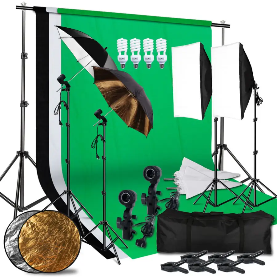6.6x10ft Photography Accessories Video Lighting Kit Set Umbrella Softbox Backdrop and 5 in 1 Reflector for Photo Studio — view 1